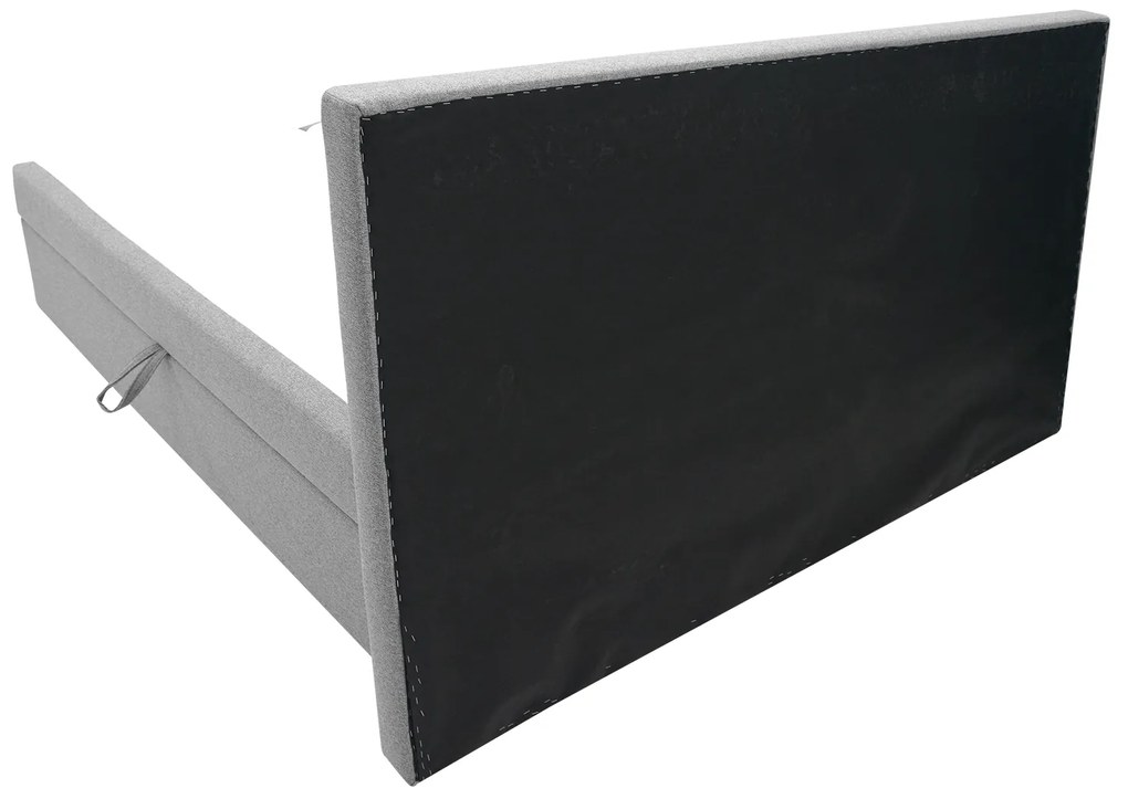 Pat matrimonial Boxspring 180 cm Revenant (gri deschis) (cu somieră și saltea) (cu sp. depozitare). 1098563