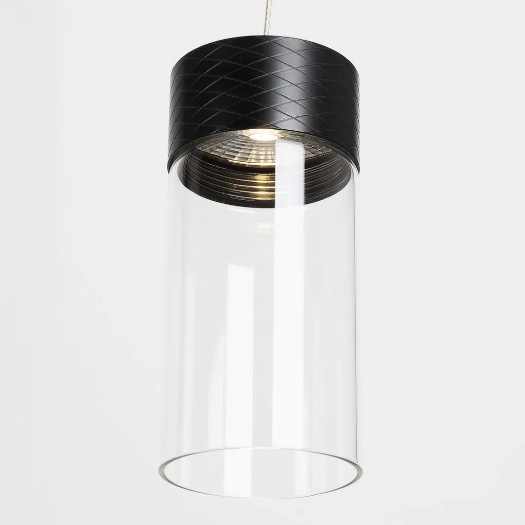 Pendul LED metal negru si sticla Fusion