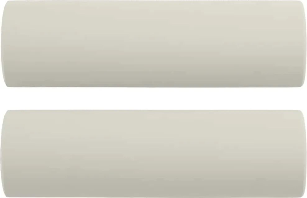 vidaXL Perne decorative, 2 buc., crem, Ø15x50 cm, catifea