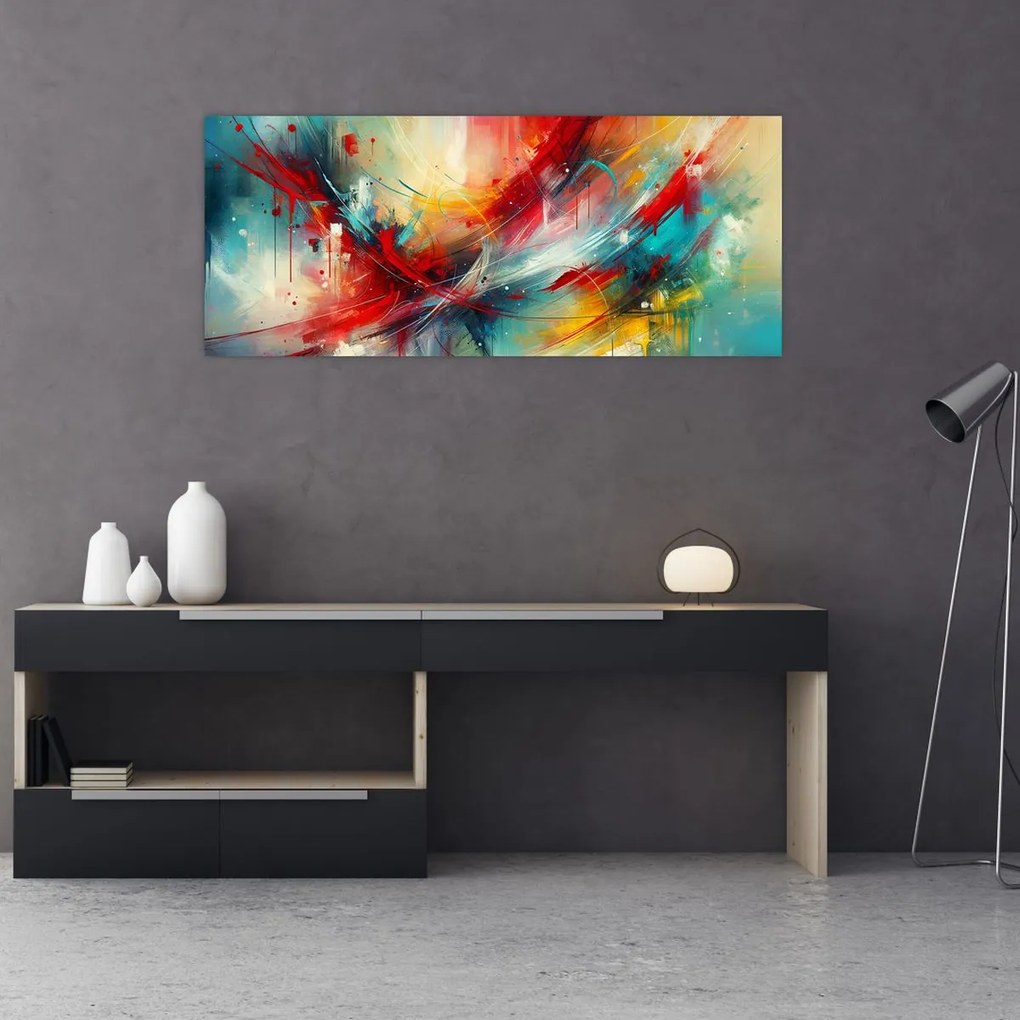 Tablou – Abstracție cu roșu (120x50 cm)