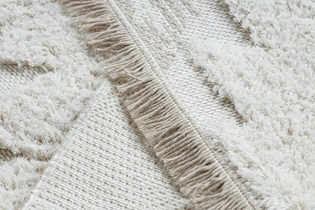 Covor ECO SISAL BOHO MOROC Caro 22312 franjuri - structural bej / cremă, covor reciclat