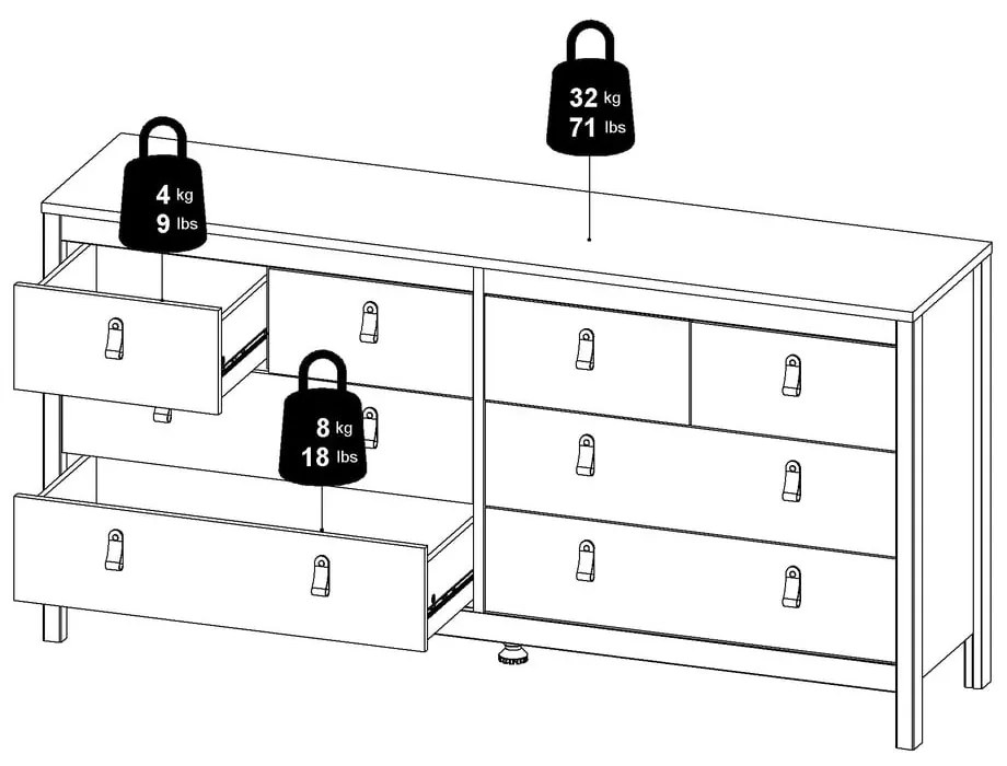 Comodă neagră joasă 159x80 cm Madrid – Tvilum