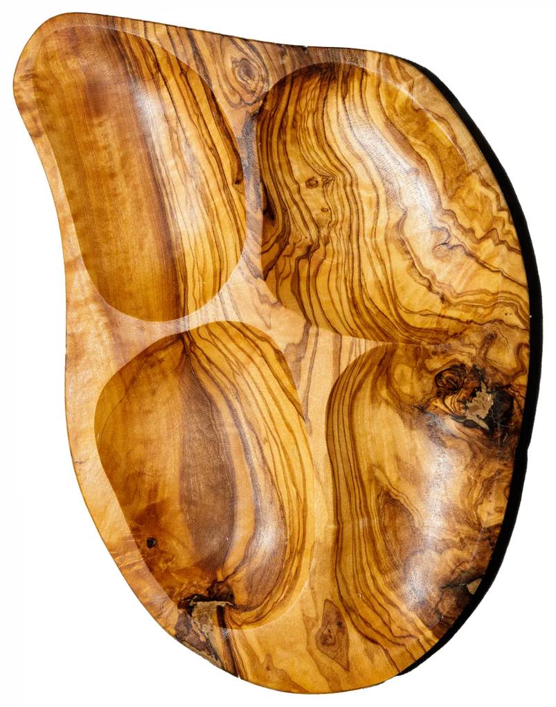 Platou servire Campania Design 4 compartimente din lemn de măslin