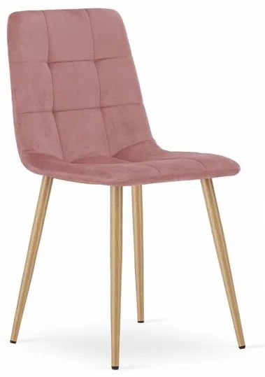 Scaun stil scandinav, Artool, Kara, catifea, lemn, roz, 44.5x50.5x87 cm