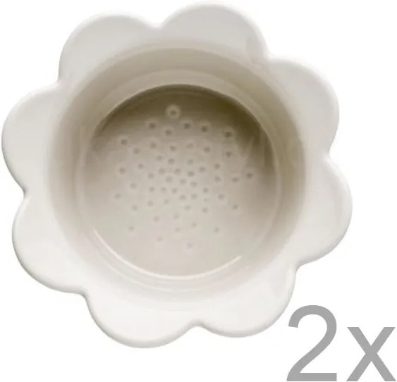 Set 2 boluri din porțelan Sagaform Flowers, 13 x 6,5 cm, bej