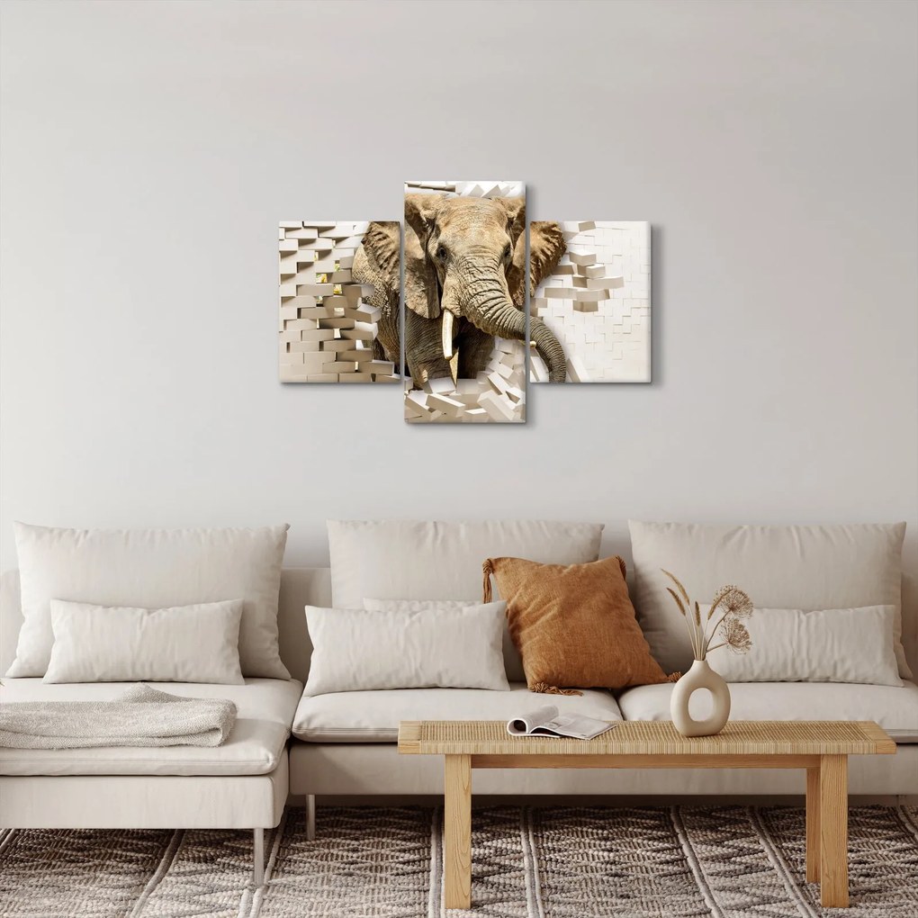 Tablou - Elefant spârgând peretele (90x60 cm)