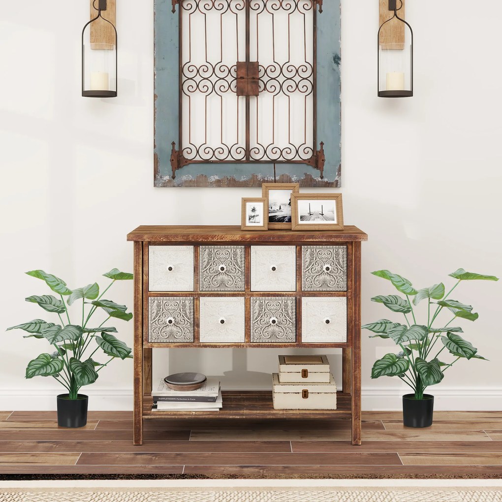 HOMCOM Set de 2 plante artificiale interioare 65 cm, arbore artificial cu ghiveci din plastic și floxare, verde | Aosom Romania