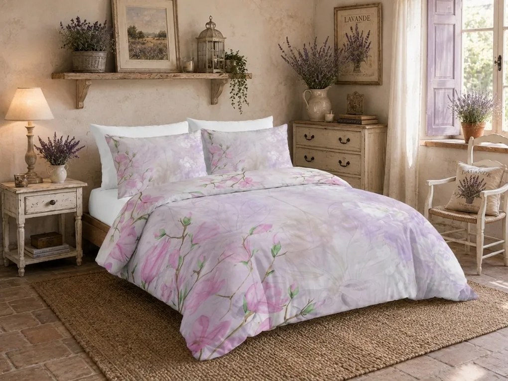 Lenjerie de pat din satin de bumbac HELENA roz Dimensiune lenjerie de pat: 2 buc 60 x 70 cm | 200 x 200 cm