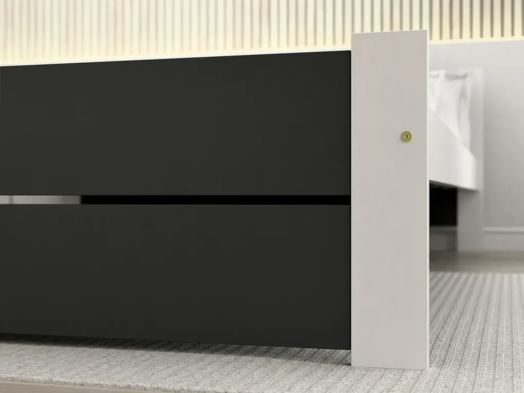 Pat IKAROS DOUBLE 180 x 200 cm, antracit/alb Saltele: Cu saltele Coco Maxi 20 cm, Somiera pat: Fara somiera