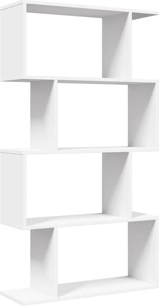 vidaXL Bibliotecă separatoare de cameră cu 4 niveluri, albă, 70x24x129 cm, lemn stratificat
