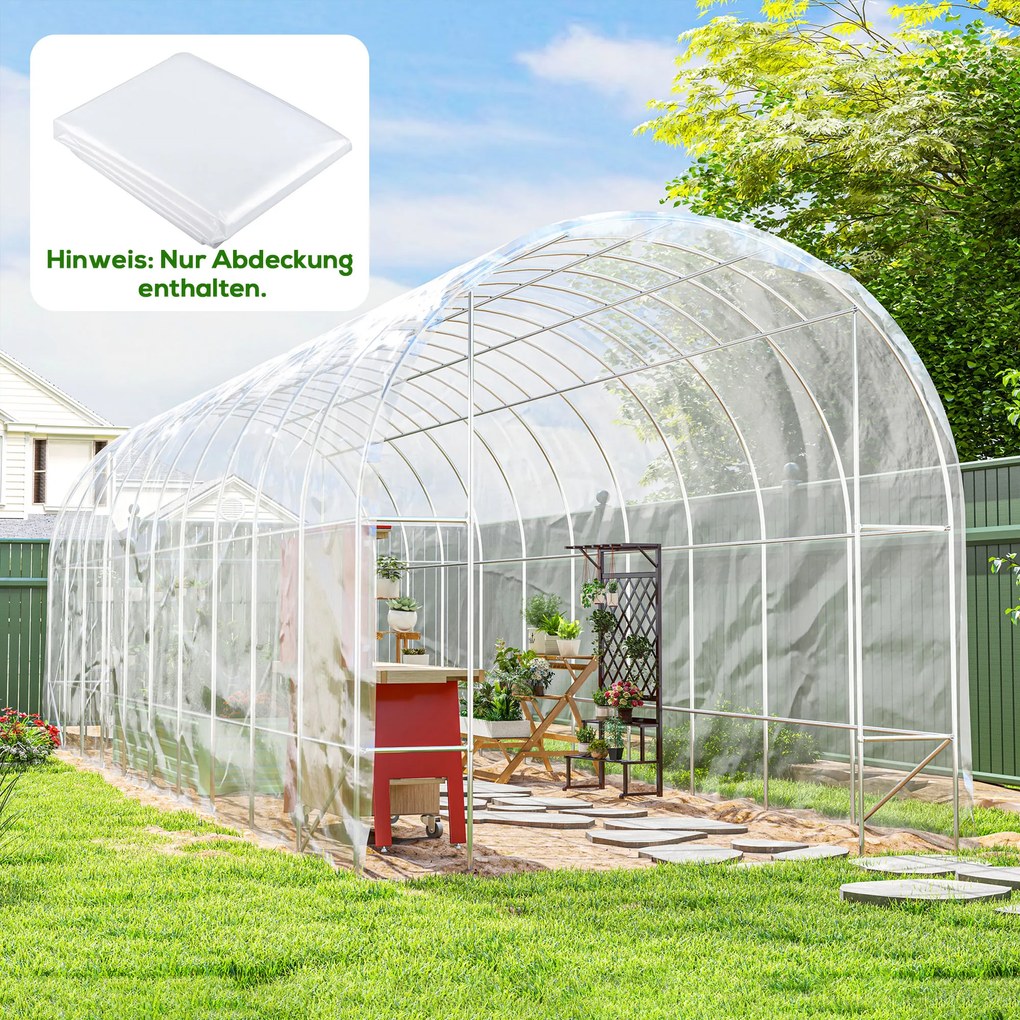 Outsunny Acoperire pentru seră din plastic, prelată pentru acoperirea plantelor, rezistentă la UV, rezistentă la apă, 8 x 10 m | Aosom Romania