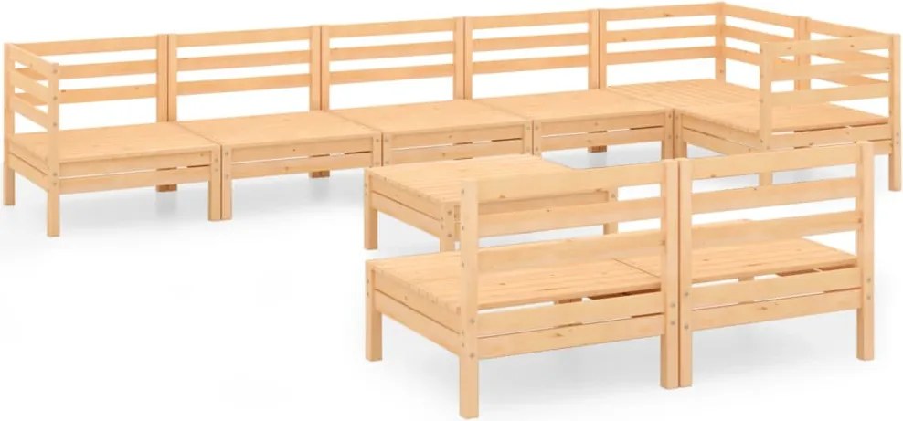 vidaXL Set mobilier de grădină, 9 piese, lemn masiv de pin