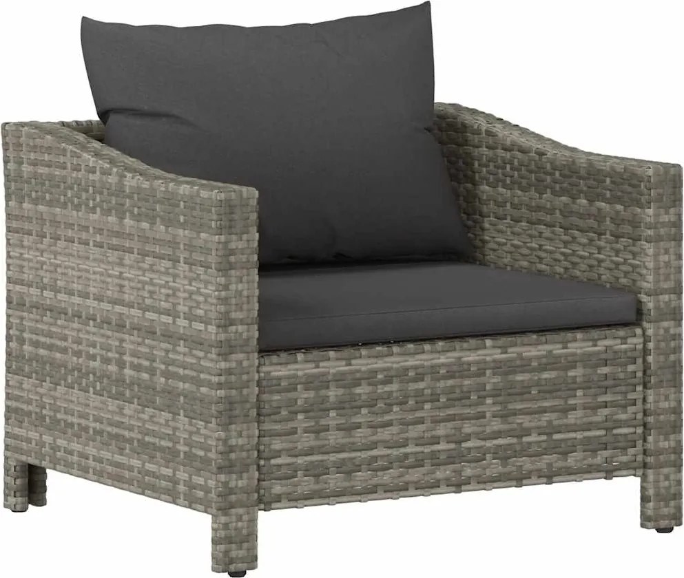 vidaXL Fotoliu de grădină cu pernă, gri, din poliratan