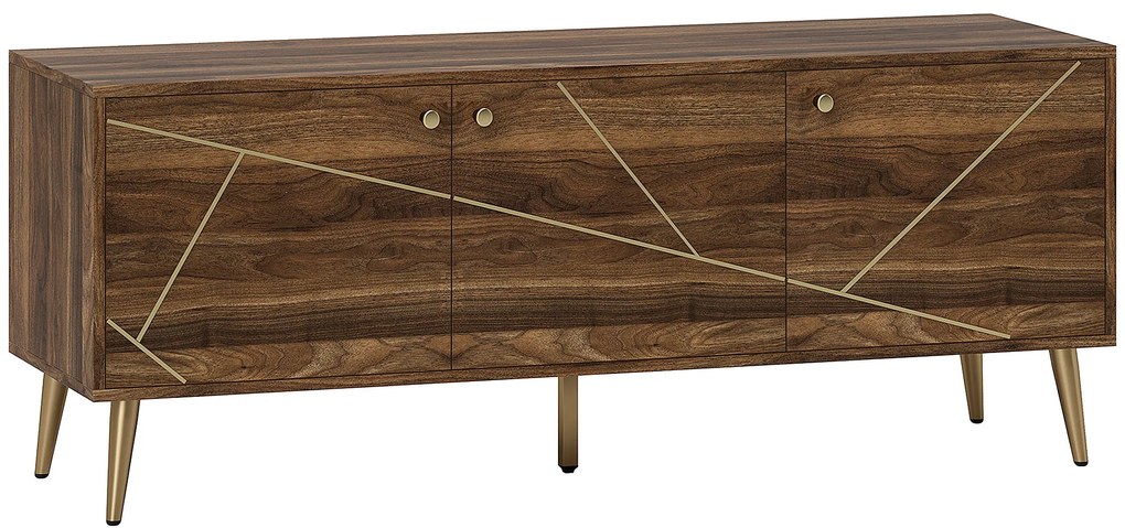 HOMCOM Măsuță TV mobilier TV din lemn pentru televizor de până la 60 de inch cu dulapuri rafturi picioare din oțel 130 x 40 x 52 cm maro | Aosom Romania
