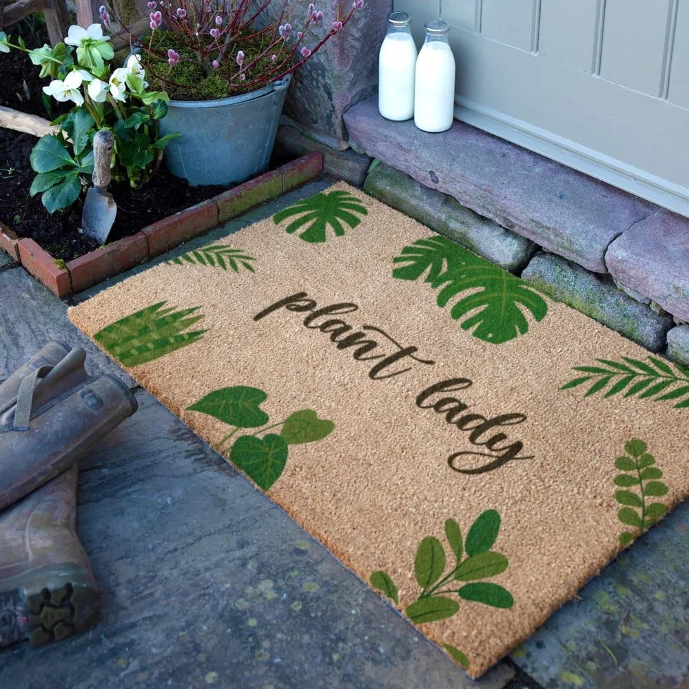 Covoraș de intrare din fibre de nucă de cocos 40x60 cm Plant Lady – Artsy Doormats