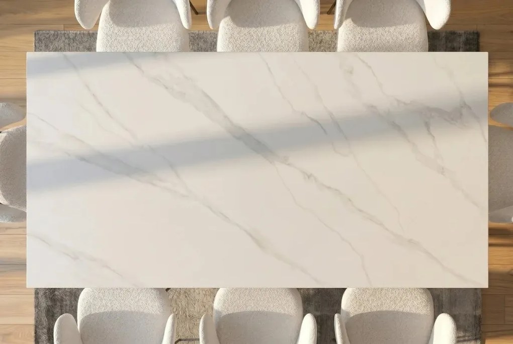 Masa dining cu blat ceramic GALAXIE Alb 180x90cm