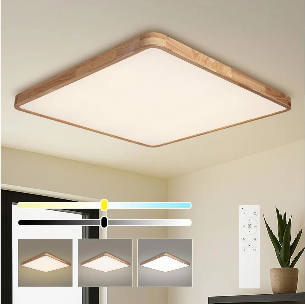 Brilagi - Corp de iluminat LED dimabil WOODLINE SQUARE LED/180W/230V, finisaj stejar, 100x100 cm + telecomandă