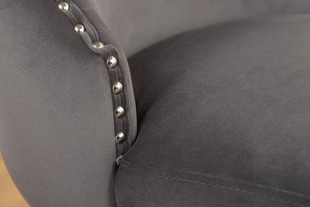 Set 2 scaune Stil Baroc, Catifea, Gri, Lemn, Negru, CASTLE DELUXE