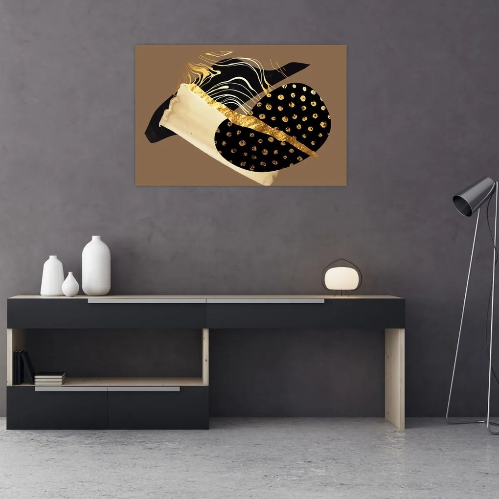 Tablou - Abstracție maro auriu N⁰1 (90x60 cm)