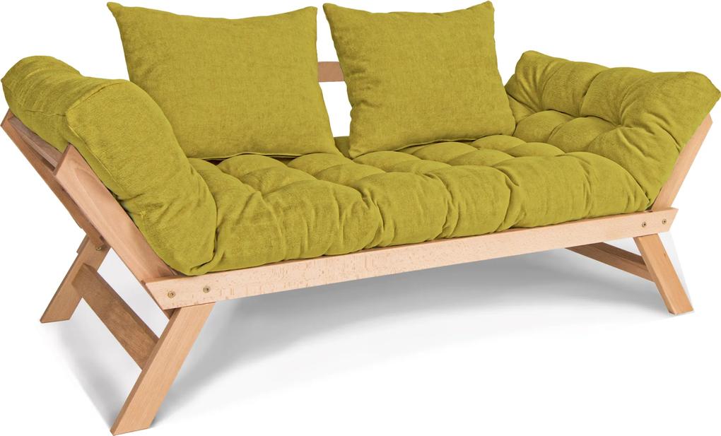 Canapea din lemn de fag Allegro Natural Green 170x83x80 cm