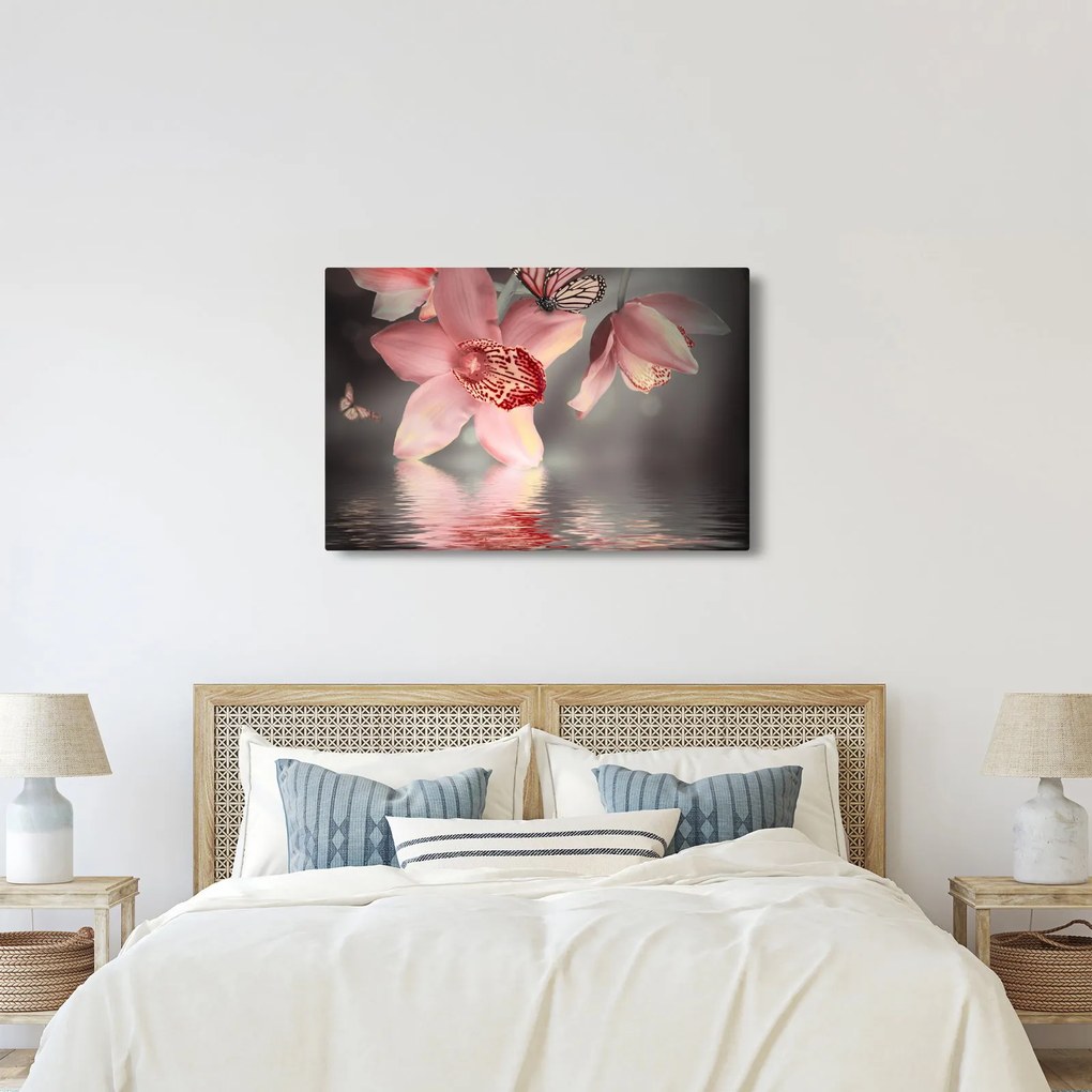 Tablou - Flori și fluture (90x60 cm)