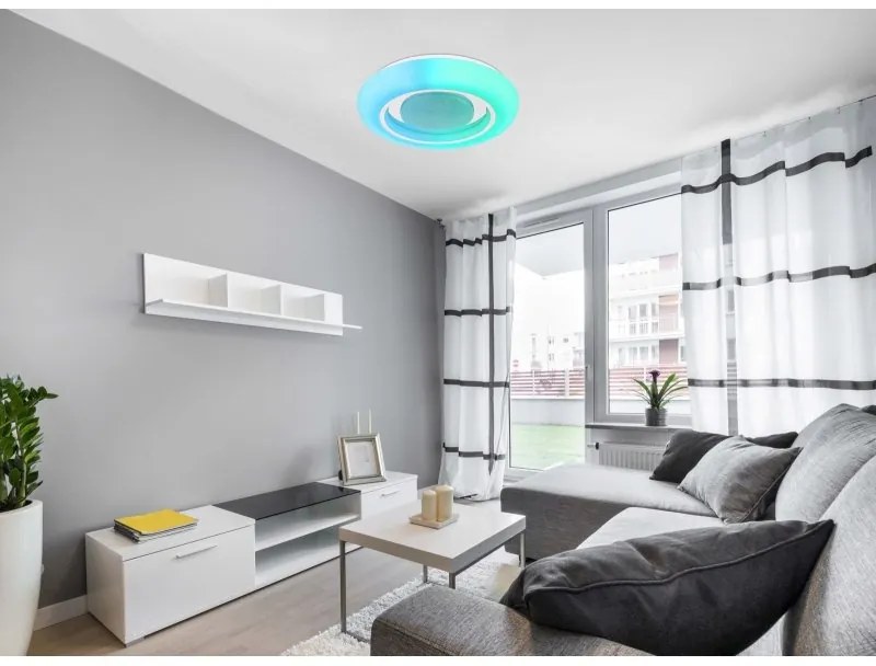Plafoniera LED RGB cu telecomanda design modern Burro alb 39cm