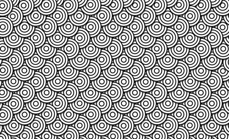 Abstract Modern Circle  Black White Fototapet, (368 x 254 cm)