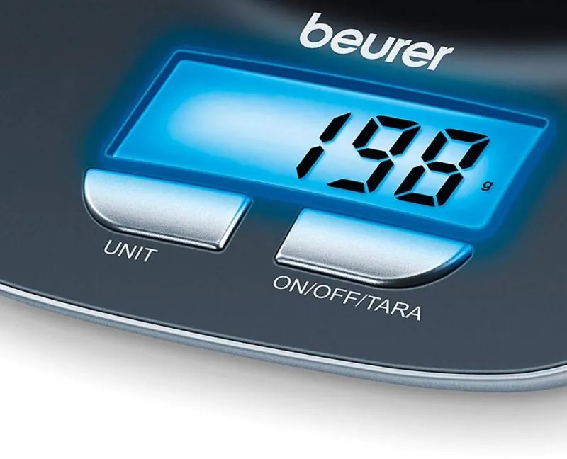 Cantar de bucatarie cu bol Beurer KS 25, 3 kg., 1,2 L, Afisaj digital, Incolor/Negru