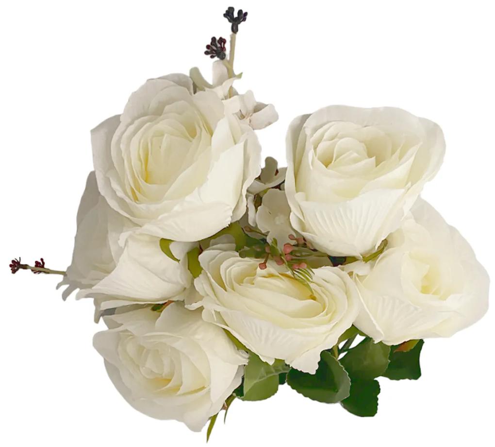 Trandafiri artificiali Caroline, Alb, 45cm