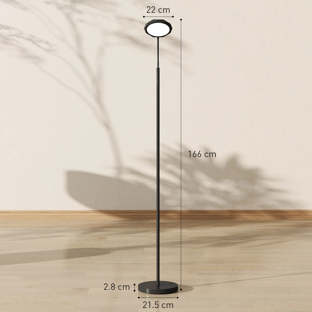 HOMCOM Lampă de Podea LED cu Telecomandă, Cap Rotativ, Reglare Luminozitate și Temperatură, Negru | Aosom Romania