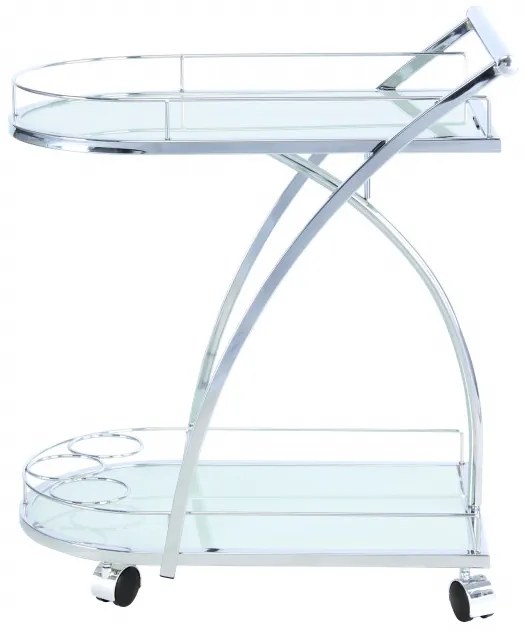 Masuta/Carucior pentru servire din sticla securizata James, 62x45x70 cm, alb/crom