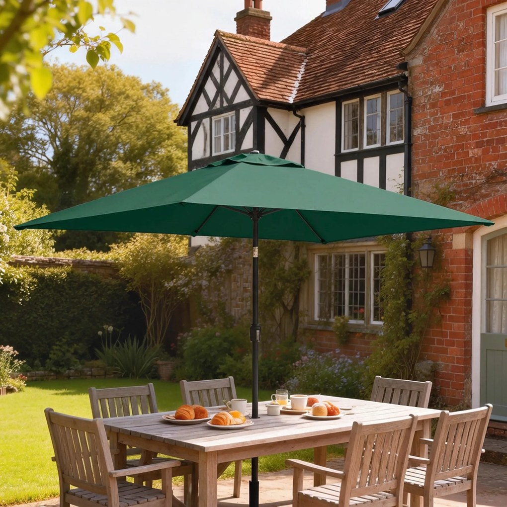 Outsunny Umbrelă înclinabilă 300 x 200 cm pentru balcon cu manivelă, husă de protecție, verde | Aosom Romania
