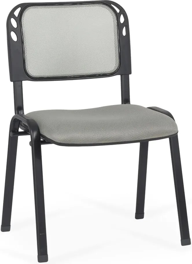 Scaun conferință gri HRC 600 din mesh respirabil cu cadru metalic stivuibil