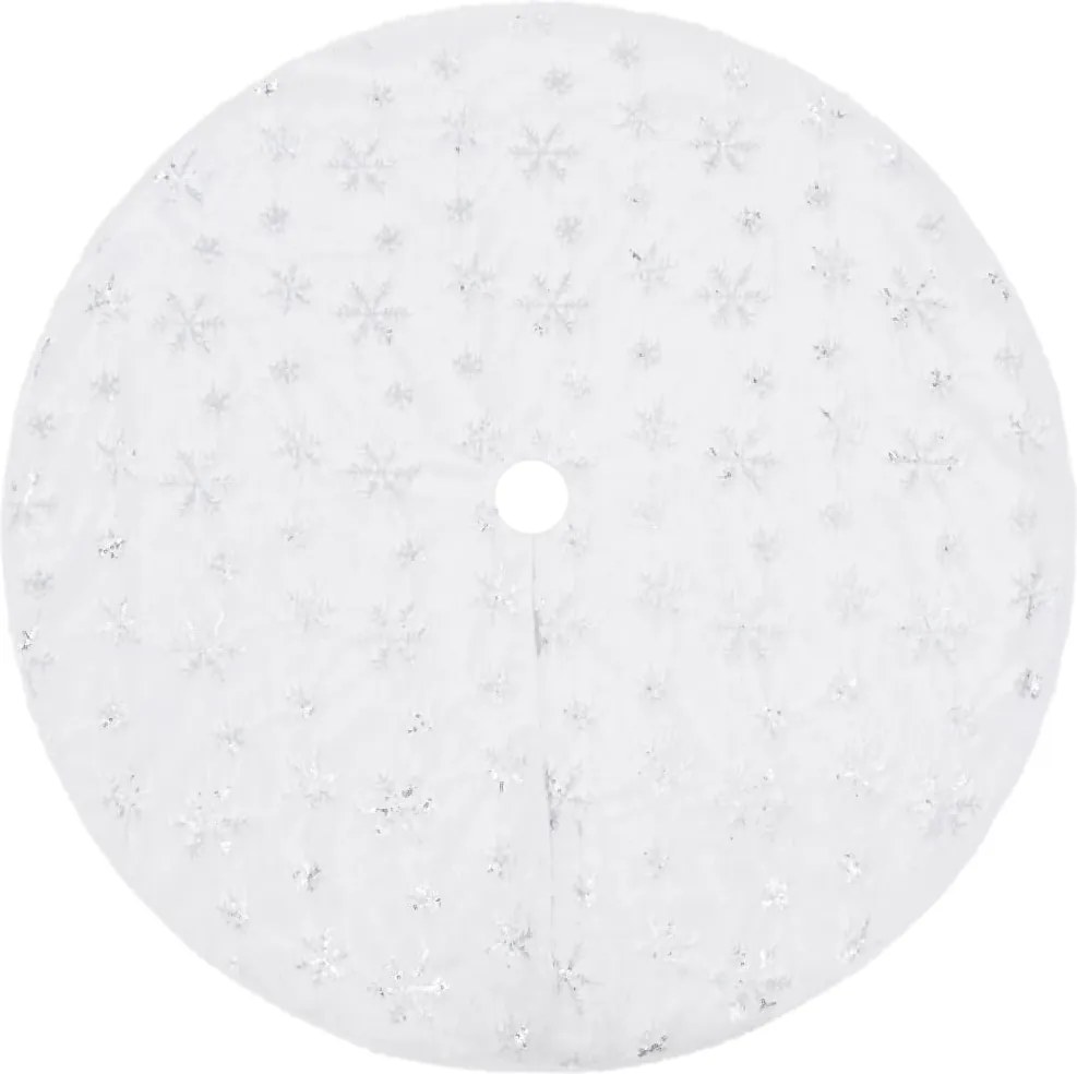 vidaXL Fustă de lux pentru brad de Crăciun, albă, 150 cm, blană artificială