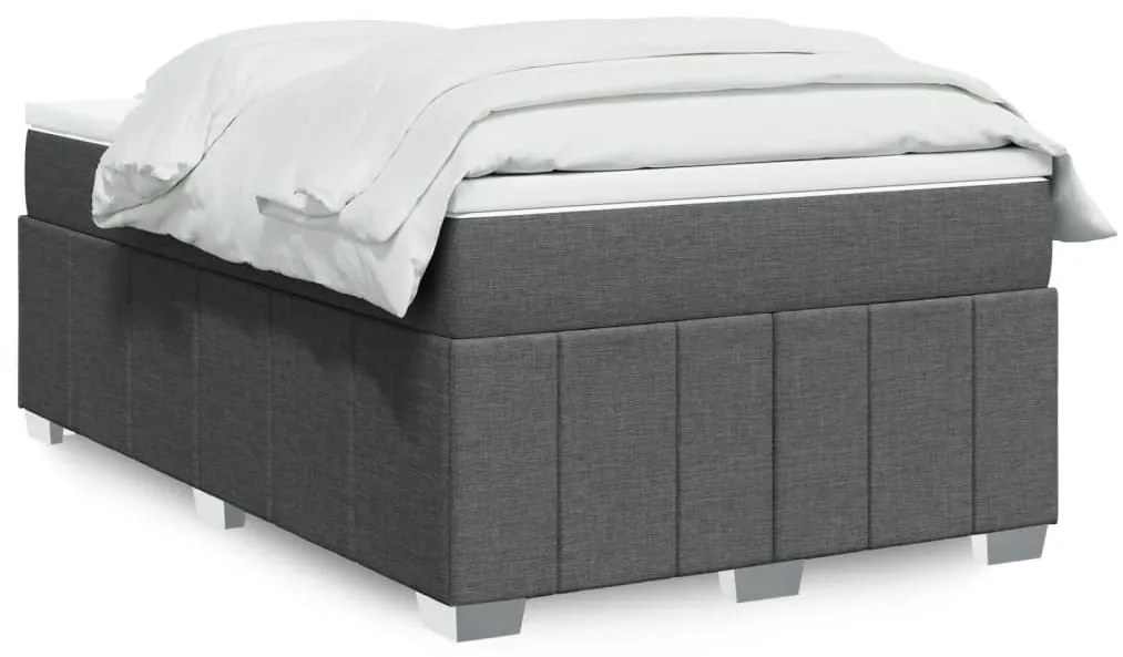 vidaXL Pat box spring cu saltea, gri închis, 120x200 cm, textil