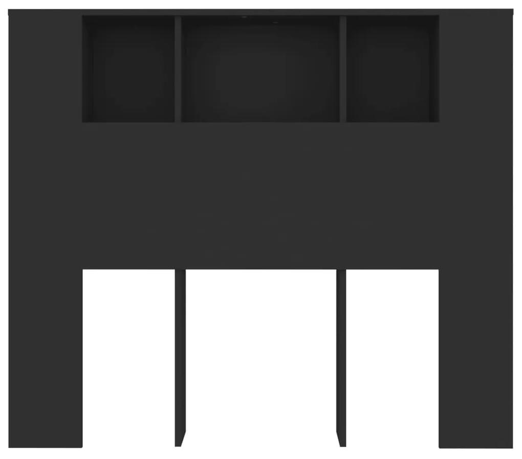 Tablie de pat cu dulap, negru, 120x18,5x104,5 cm Negru, 1