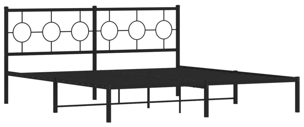 376230 vidaXL Cadru de pat metalic cu tăblie, negru, 180x200 cm