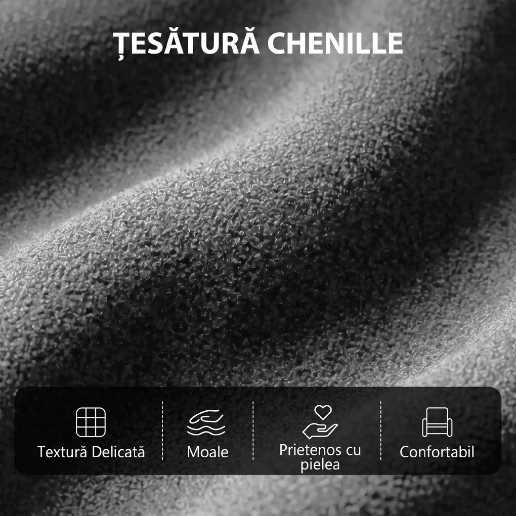 HOMCOM Fotoliu Reclinabil Manual cu Masaj 160°, Chenille, Suport Picioare, Telecomandă, Buzunare, Gri Închis | Aosom Romania