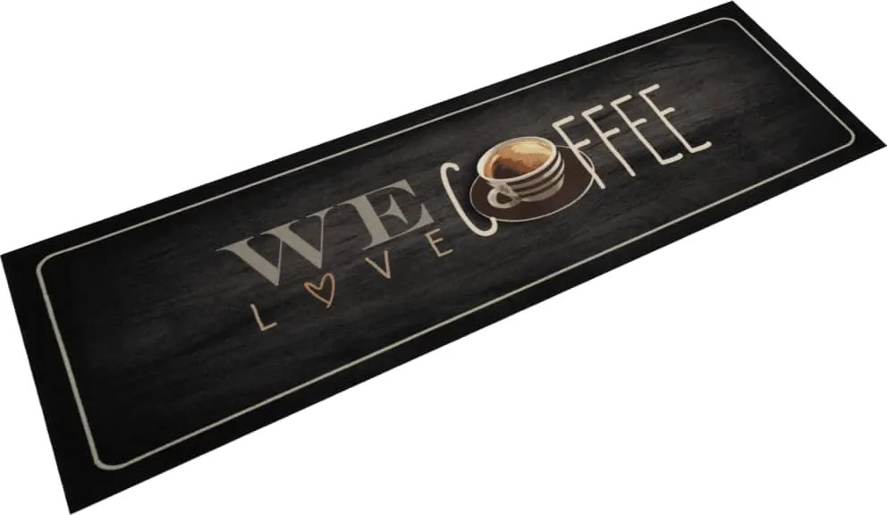 vidaXL Covor de bucătărie lavabil, text Coffee, 45x150 cm, catifea