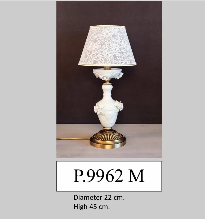 Veioza design italian din alama si portelan alb 9962