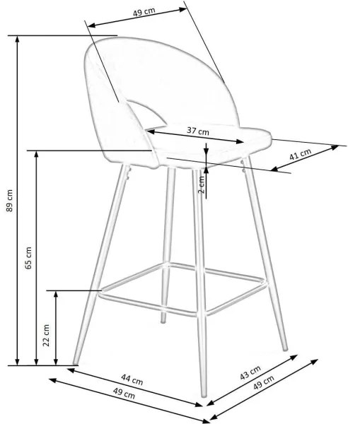 Scaun de bar 89x49 cm gri/negru