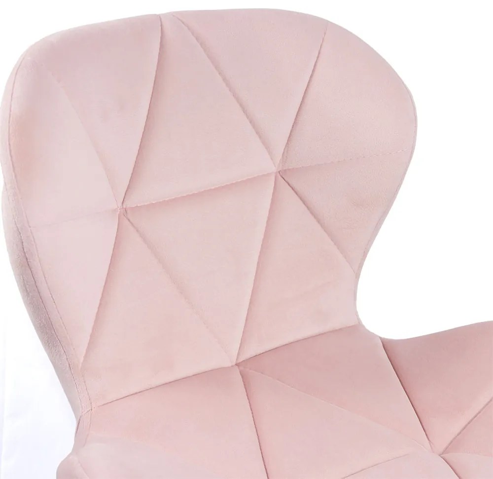 Scaun birou copii din catifea cu bază metalica cromată rotativ OFF 334 roz