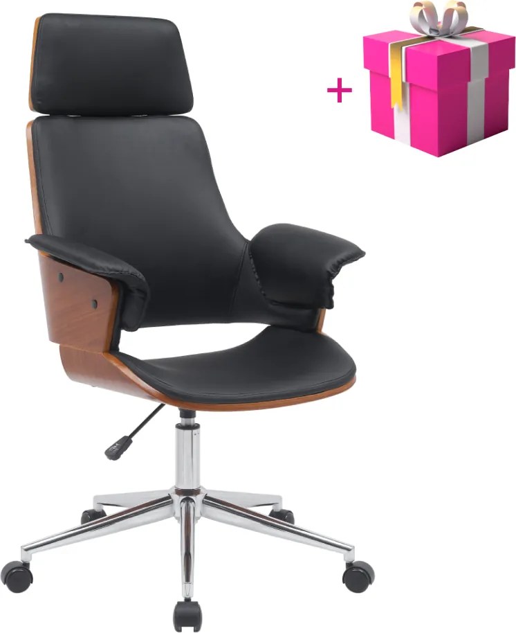 Scaun birou, negru / nuc, HEKTOR