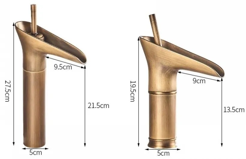 Baterie Lavoar Cascada, Bronz Antichizat, Esn 1764D