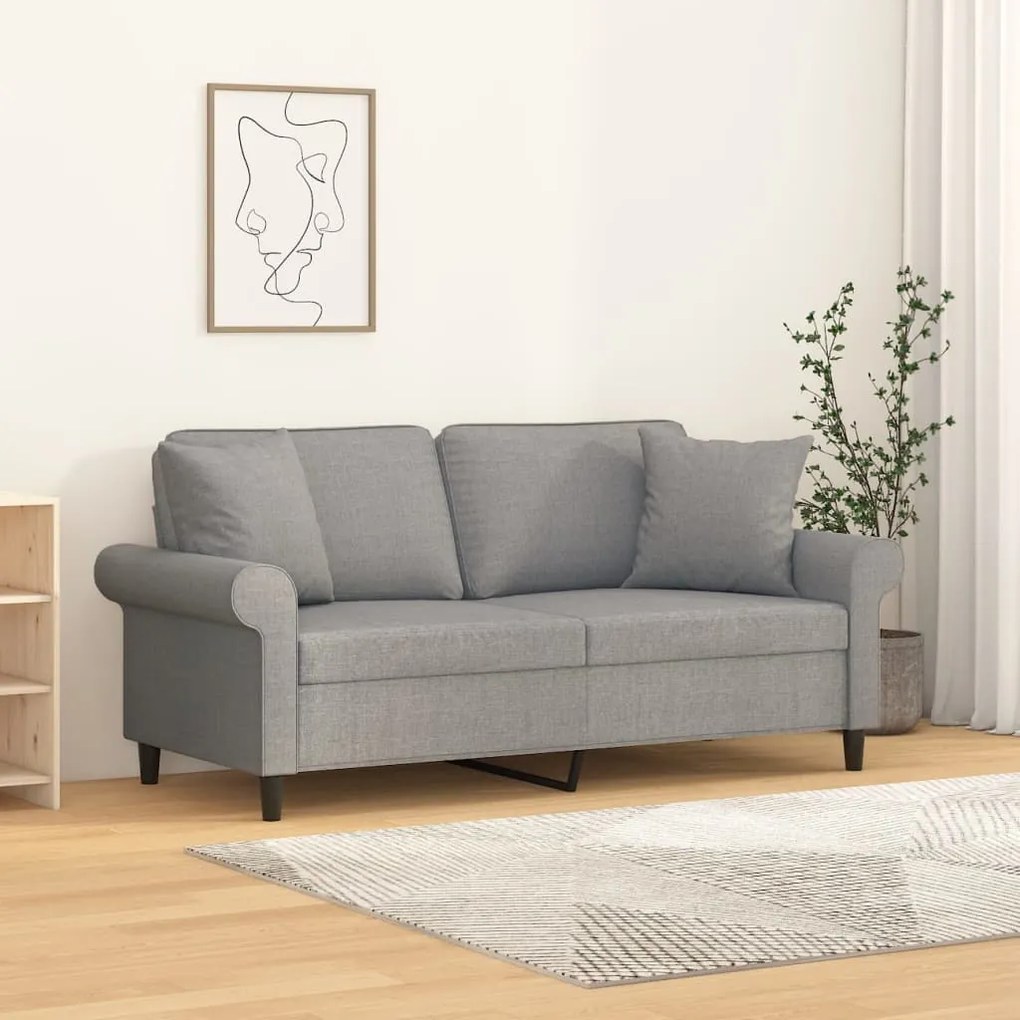 3153241 vidaXL Canapea cu 2 locuri cu perne&pernuțe gri deschis 140 cm textil