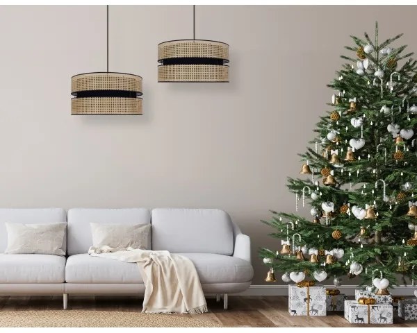 Lustră pe cablu Duolla DUO 1xE27/15W/230V d. 40 cm ratan/negru