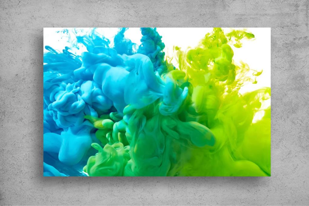 Tapet Premium Canvas - Fum colorat in verde si albastru abstract