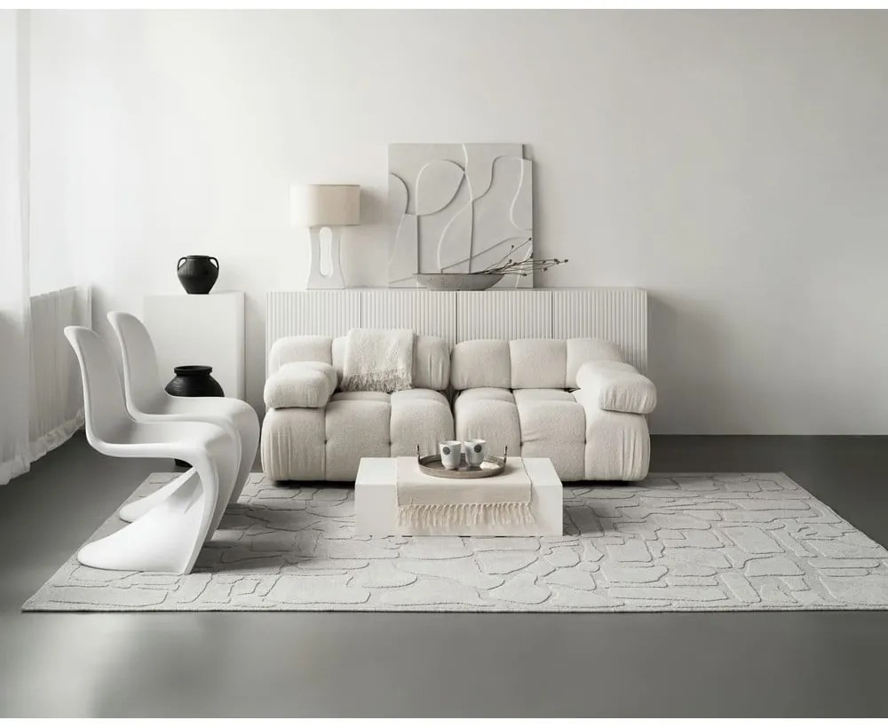 Covor gri deschis din lână 133x190 cm Morphic Dunes – Agnella