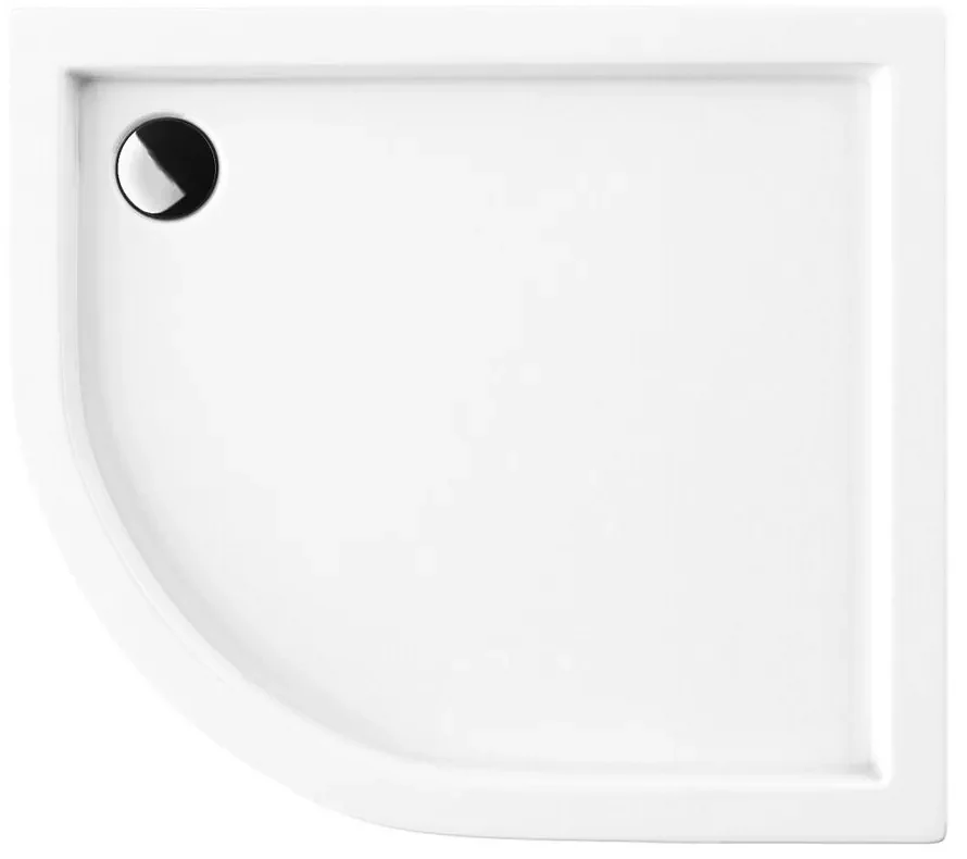 Cadita dus semirotunda  Omnires Riverside alb  80x90 cm