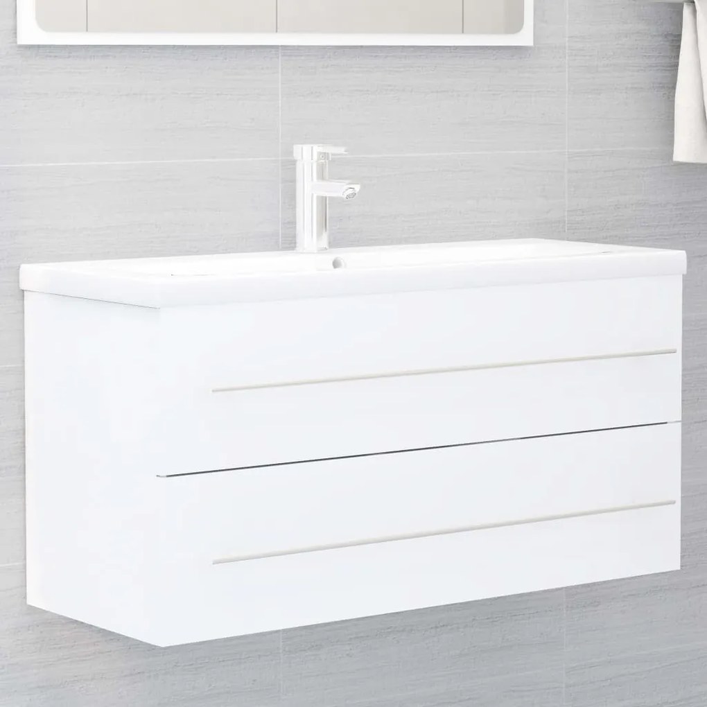 vidaXL Dulap de chiuvetă, alb, 100x38,5x48 cm, lemn prelucrat